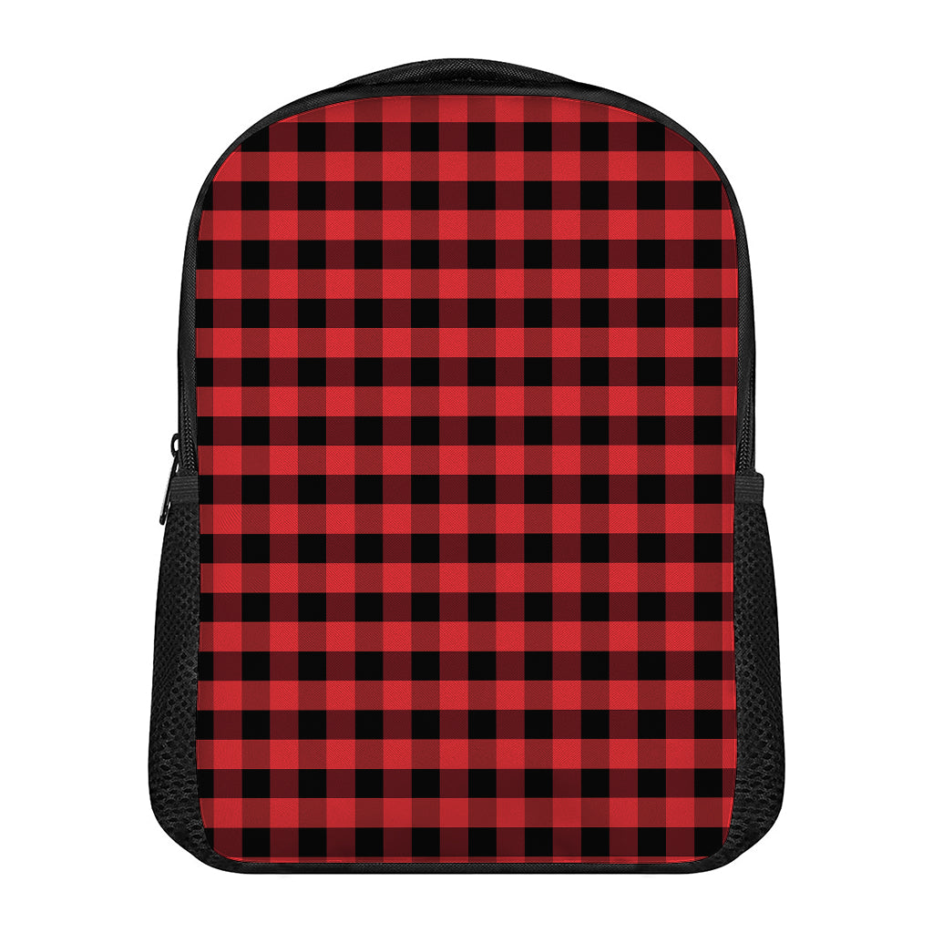 Red And Black Check Pattern Print Casual Backpack