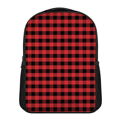 Red And Black Check Pattern Print Casual Backpack