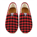Red And Black Check Pattern Print Casual Shoes