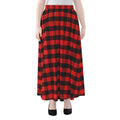 Red And Black Check Pattern Print Chiffon Maxi Skirt