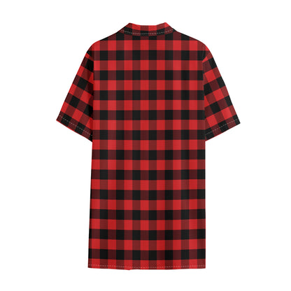 Red And Black Check Pattern Print Cotton Hawaiian Shirt