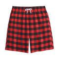 Red And Black Check Pattern Print Cotton Shorts