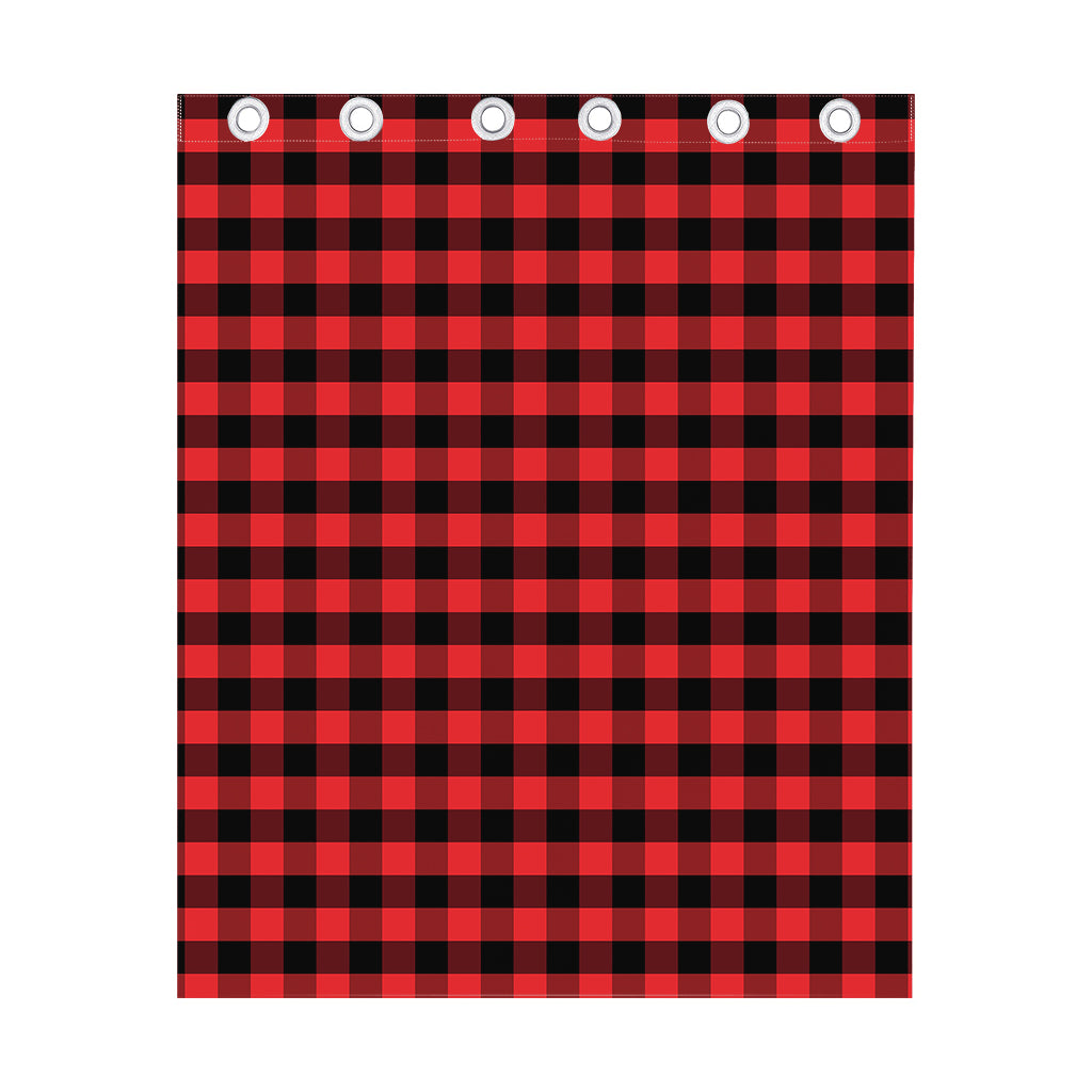 Red And Black Check Pattern Print Curtain