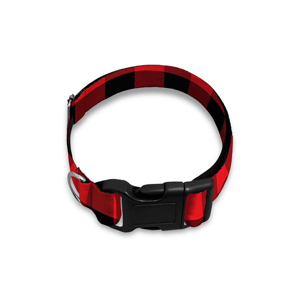 Red And Black Check Pattern Print Dog Collar