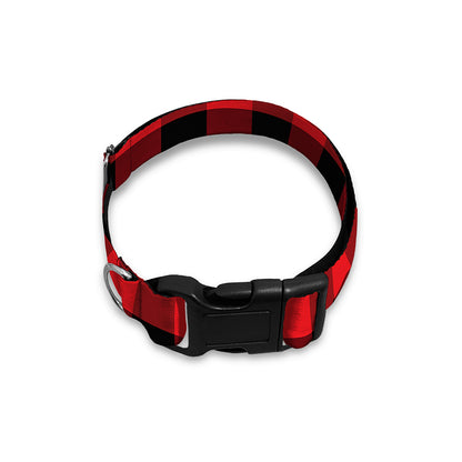 Red And Black Check Pattern Print Dog Collar