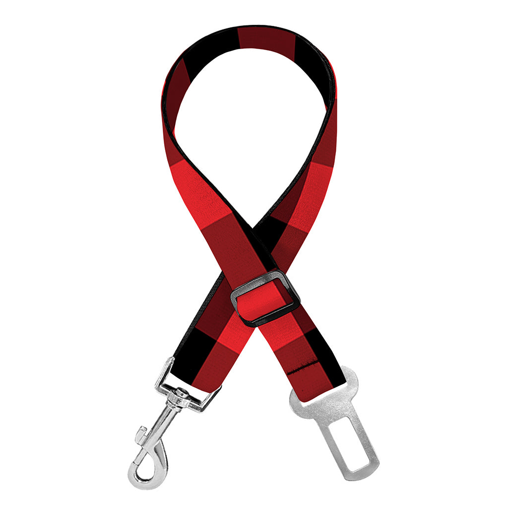 Red And Black Check Pattern Print Dog Seat Belt