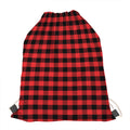 Red And Black Check Pattern Print Drawstring Bag