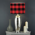 Red And Black Check Pattern Print Drum Lamp Shade