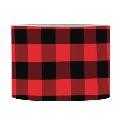 Red And Black Check Pattern Print Drum Lamp Shade