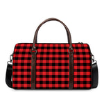 Red And Black Check Pattern Print Duffle Bag