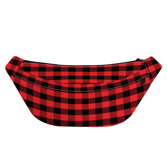 Red And Black Check Pattern Print Fanny Pack