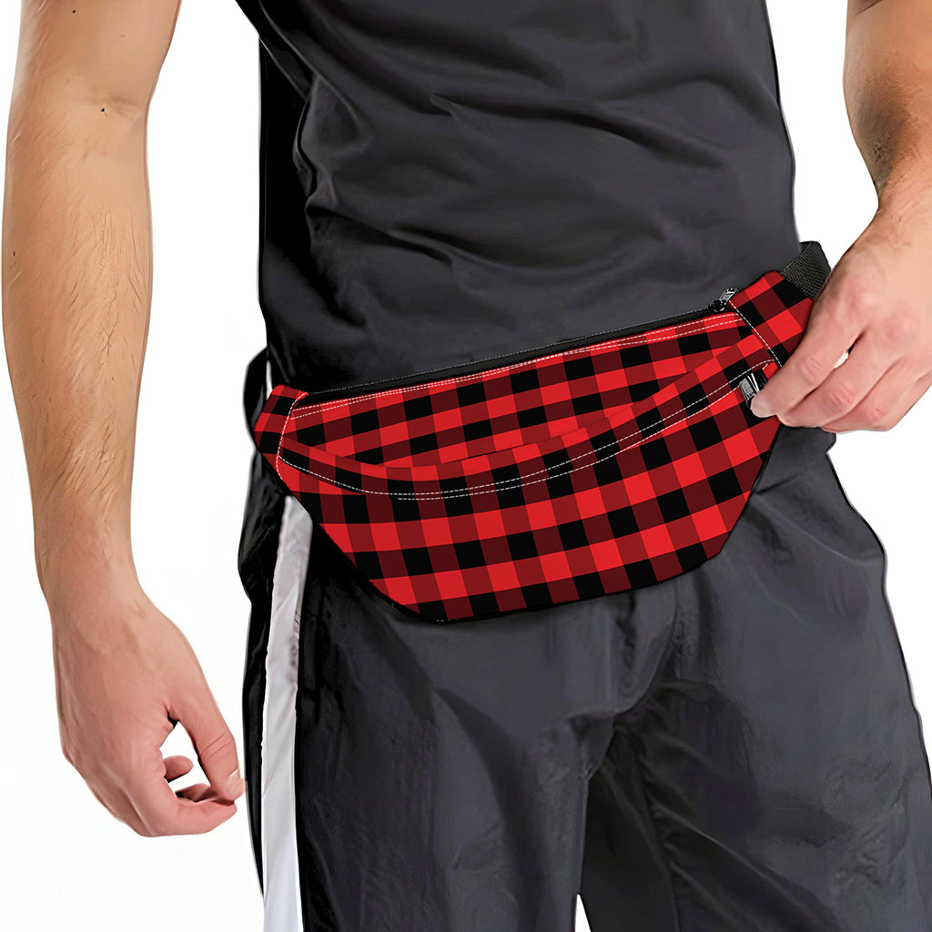 Red And Black Check Pattern Print Fanny Pack