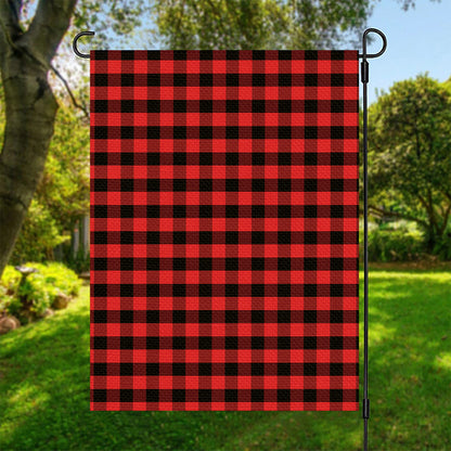 Red And Black Check Pattern Print Garden Flag