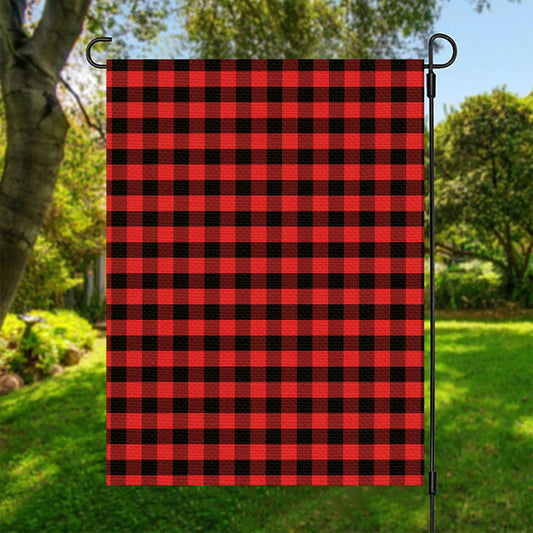 Red And Black Check Pattern Print Garden Flag