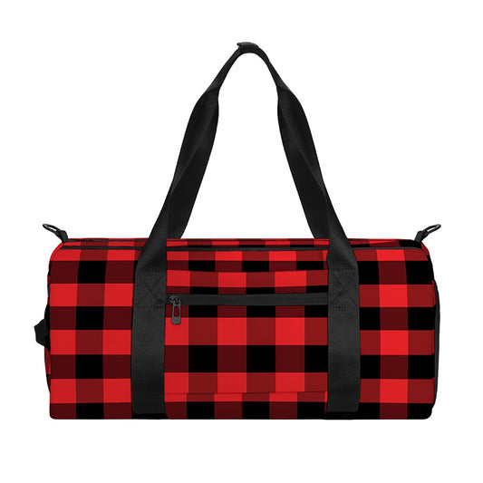 Red And Black Check Pattern Print Gym Bag
