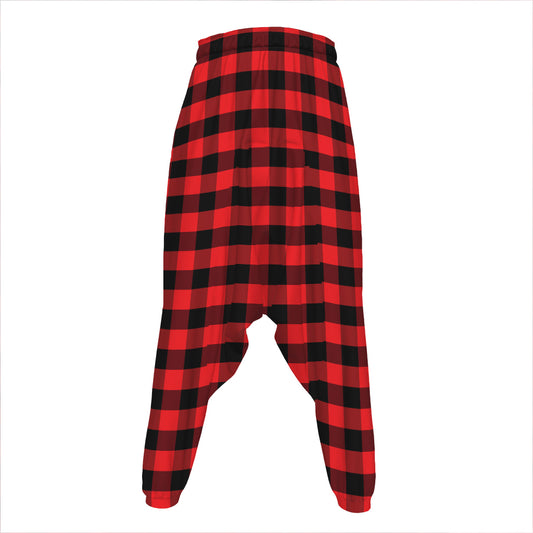 Red And Black Check Pattern Print Hammer Pants