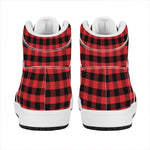 Red And Black Check Pattern Print High Top Leather Sneakers