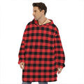 Red And Black Check Pattern Print Hoodie Blanket