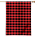 Red And Black Check Pattern Print House Flag