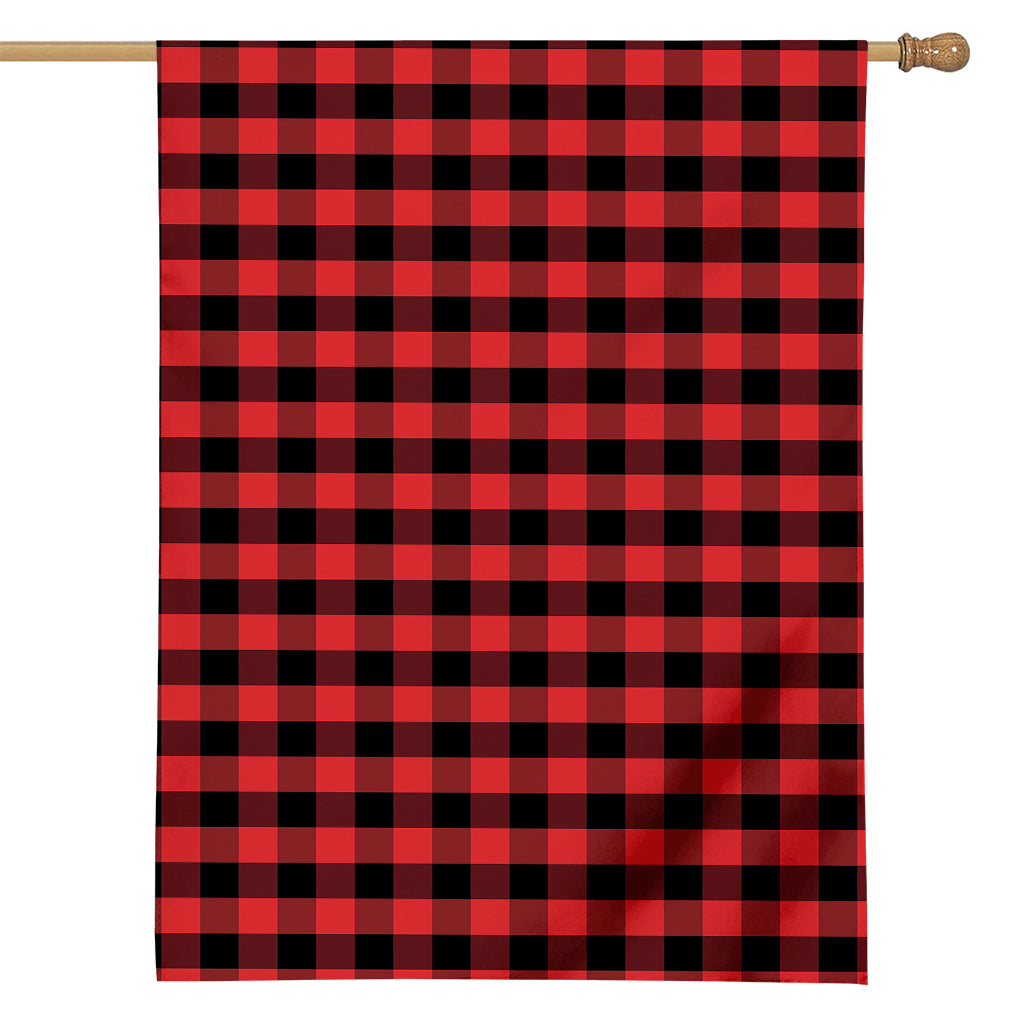 Red And Black Check Pattern Print House Flag
