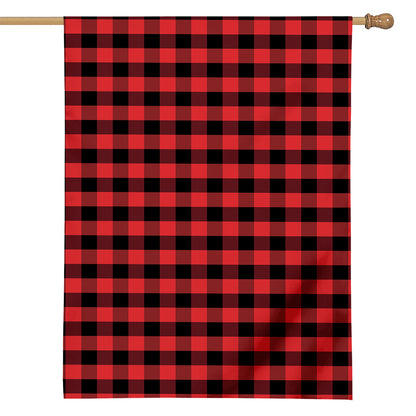 Red And Black Check Pattern Print House Flag
