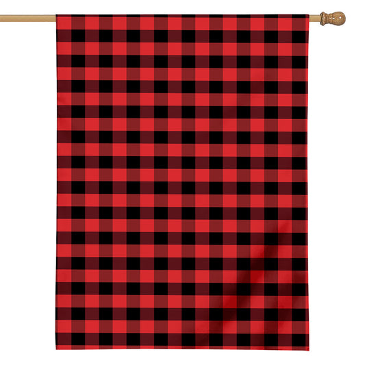 Red And Black Check Pattern Print House Flag