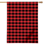 Red And Black Check Pattern Print House Flag