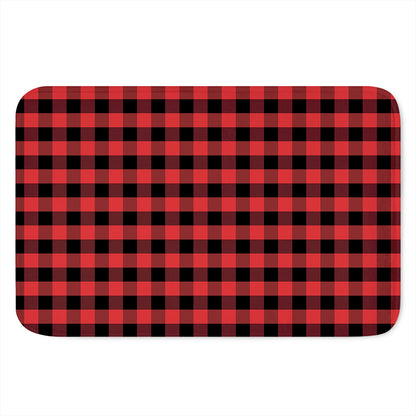 Red And Black Check Pattern Print Indoor Door Mat
