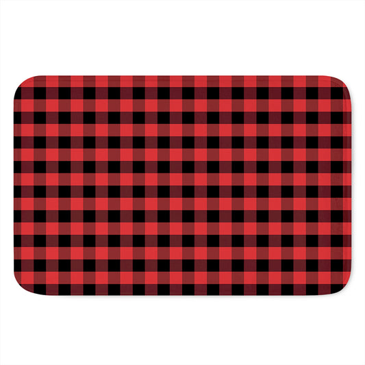 Red And Black Check Pattern Print Indoor Door Mat