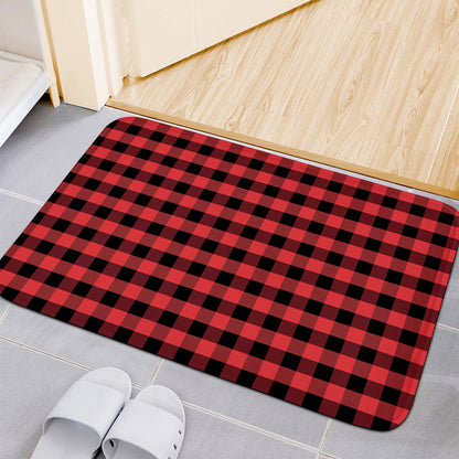 Red And Black Check Pattern Print Indoor Door Mat