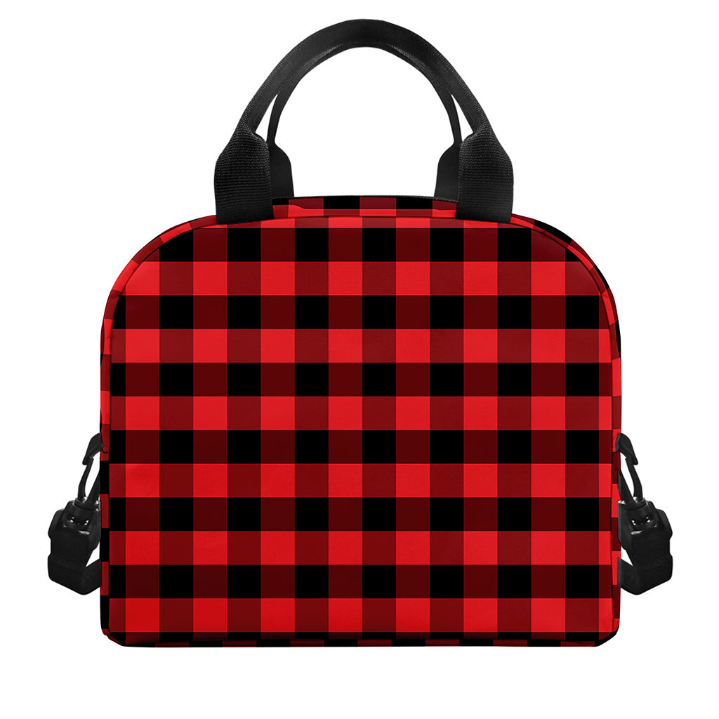Red And Black Check Pattern Print Insulated Lunch Bag