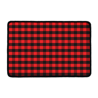 Red And Black Check Pattern Print Kitchen Mat
