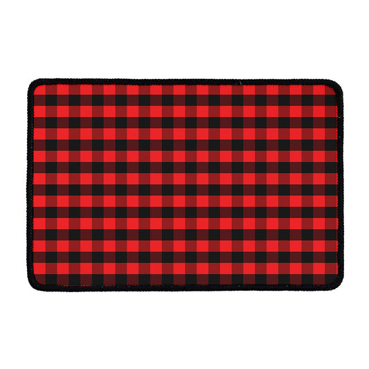 Red And Black Check Pattern Print Kitchen Mat