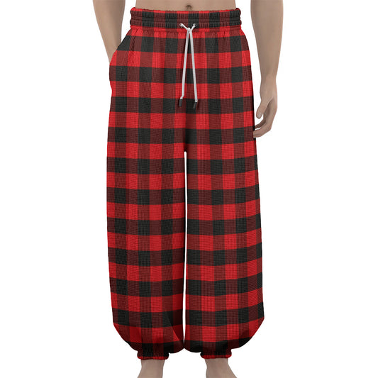 Red And Black Check Pattern Print Lantern Pants