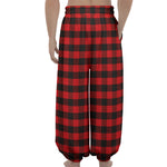 Red And Black Check Pattern Print Lantern Pants