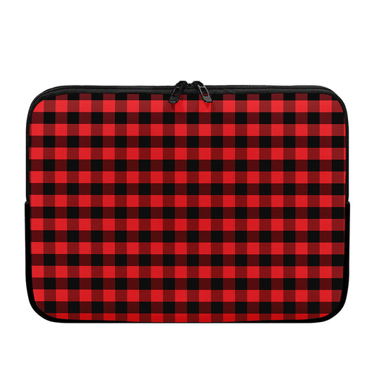 Red And Black Check Pattern Print Laptop Sleeve