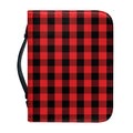 Red And Black Check Pattern Print Leather Bible Cover