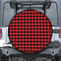 Red And Black Check Pattern Print Leather Spare Tire Cover