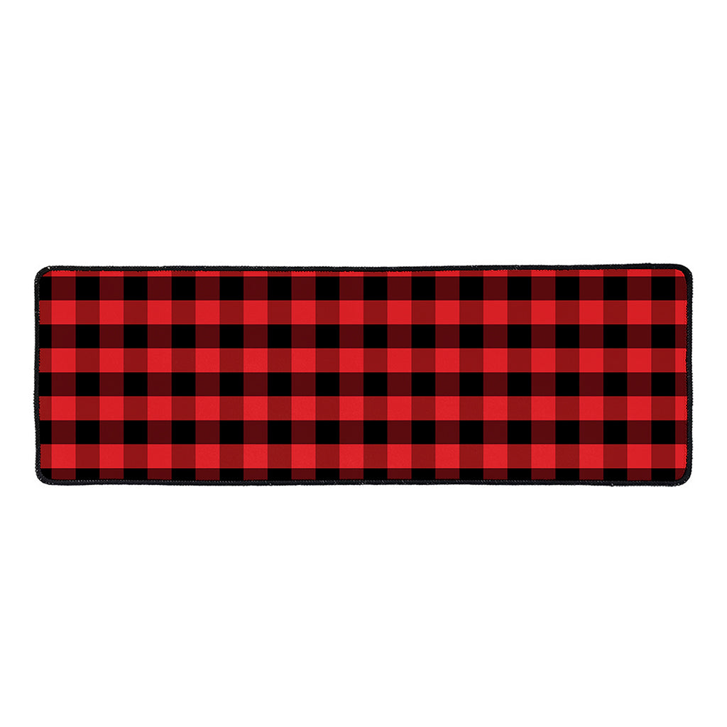 Red And Black Check Pattern Print Long Kitchen Mat
