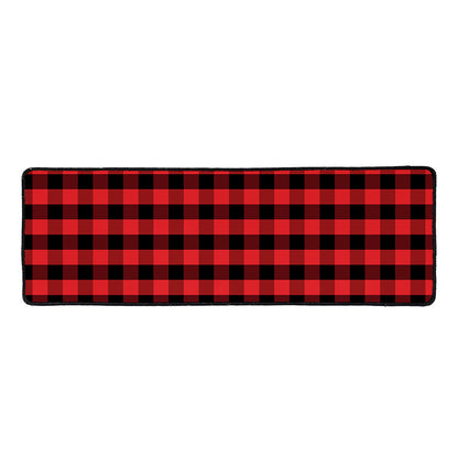 Red And Black Check Pattern Print Long Kitchen Mat