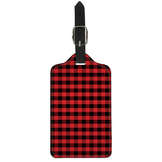 Red And Black Check Pattern Print Luggage Tag