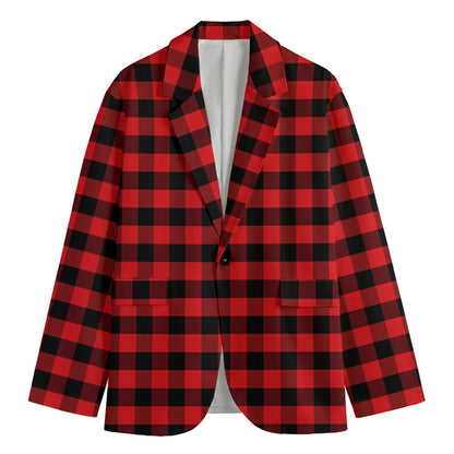 Red And Black Check Pattern Print Men's Blazer