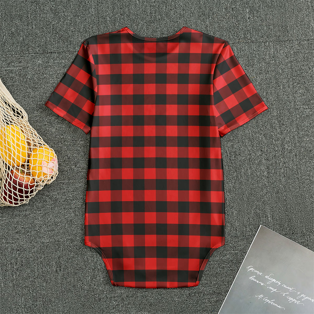 Red And Black Check Pattern Print Men's Bodysuit