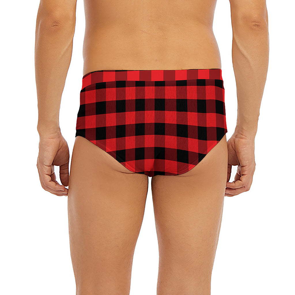 Red And Black Check Pattern Print Men's Briefs
