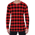 Red And Black Check Pattern Print Men's Long Sleeve T-Shirt