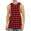 Red And Black Check Pattern Print Men's Muscle Tank Top