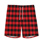 Red And Black Check Pattern Print Men's Sports Shorts
