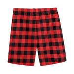 Red And Black Check Pattern Print Men's Sports Shorts