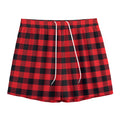 Red And Black Check Pattern Print Mesh Shorts