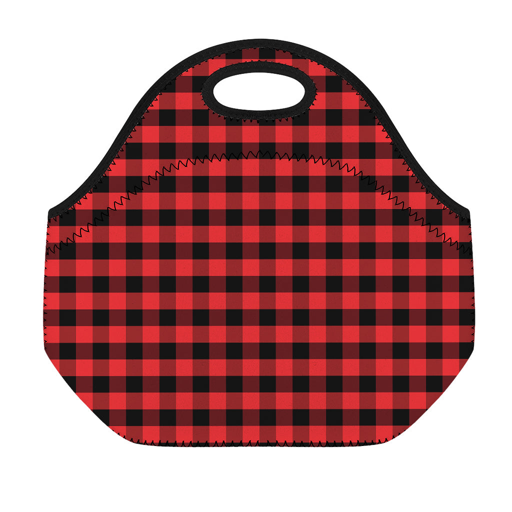 Red And Black Check Pattern Print Neoprene Lunch Bag